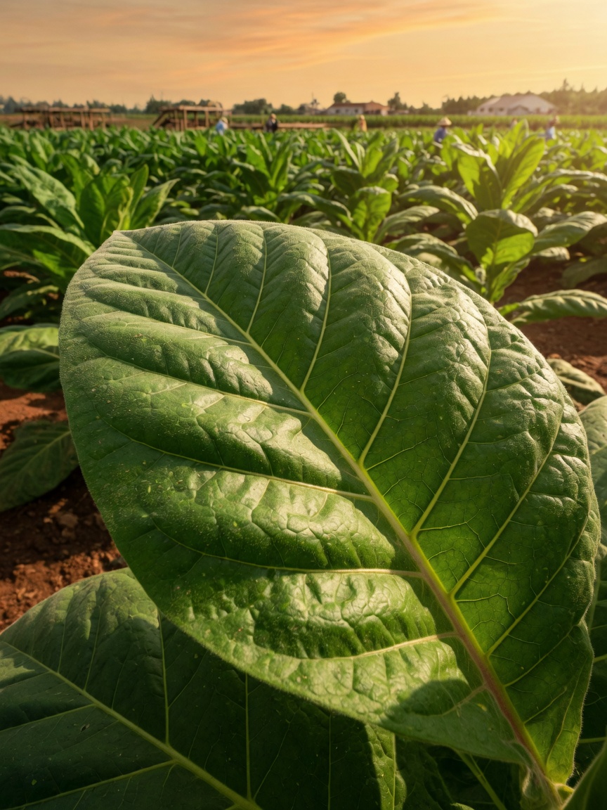 Fumo de curar no centro de Yunnan: forma das plantas antes e depois da desponta